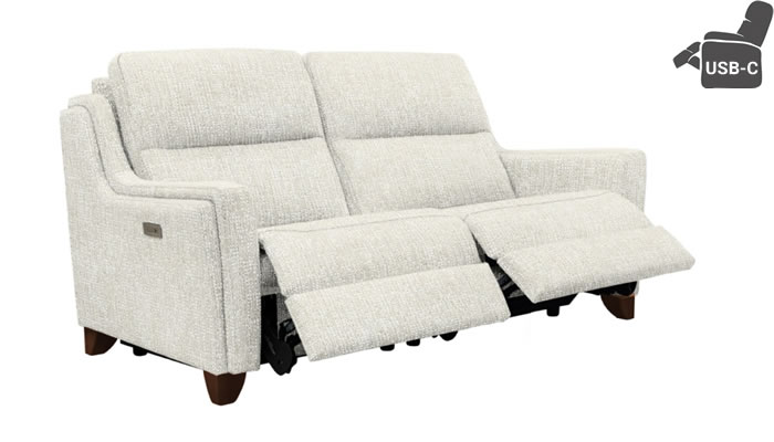 Parker Knoll Portland Large 2 Seat Recliner USB Edith Ecru Mahogany Leg
